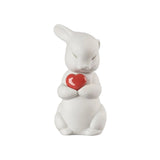 LLADRÓ PORCELAIN SCULPTURE "PUFFY – GENEROUS RABBIT" WITH RED HEART 