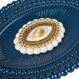 LLADRÓ PORCELAIN TRAY "LOVER'S EYES" BLUE WHITE AND GOLD 