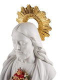 LLADRÓ PORCELAIN SCULPTURE "SACRED HEART OF JESUS" WHITE AND GOLD 