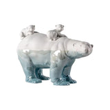 LLADRÓ PORCELAIN SCULPTURE "MOTHER BEAR AND HER YOUNG – UNDERWATER" WHITE AND BLUE 