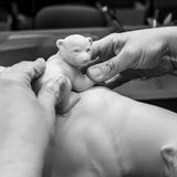 LLADRÓ PORCELAIN SCULPTURE "MOTHER BEAR AND HER YOUNG – UNDERWATER" WHITE AND BLUE 