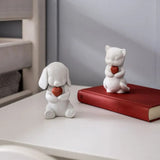 LLADRÓ PORCELAIN SCULPTURE "BUDDY – AFFECTIONATE PUPPY" WITH RED HEART 