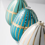 Candela profumata Ladenac “Uovo Blu” in ceramica con strisce oro 18k e strass– 220 g