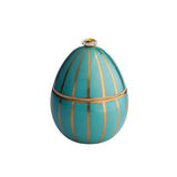 Candela profumata Ladenac “Uovo Turchese” in ceramica con strisce oro 18k – 220 g
