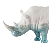 Scultura in porcellana "Rinoceronte – Sott'acqua" bianco e blu LLADRÓ
