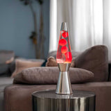 Lava lamp "Bullet" Fisura rossa con base argentata