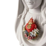 Scultura in porcellana "Cuore Immacolato di Maria" bianco e oro LLADRÓ