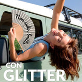 Ventaglio Glitter "Non Sudo, Brillo" Argento – Fisura