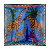 Piatto in vetro Ortigia Giraffe blu 25 x 25 cm