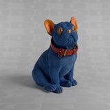 Figura decorativa cane Werns Molly Bulldog Francese blu con collare