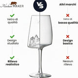 Set 2 Calici da Vino Topografici,Tofane & Tre Cime di Lavaredo - Alaskan Maker