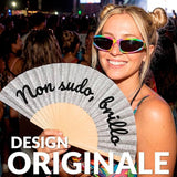Ventaglio Glitter "Non Sudo, Brillo" Argento – Fisura