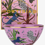 Ciotola Ortigia in ceramica rosa decorata a mano con serigrafia oro