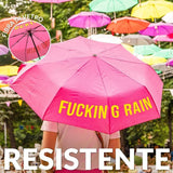 Fisura Ombrello rosa pieghevole  “Fucking Rain”