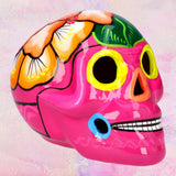 Teschio decorativo in ceramica Ibiscus rosa