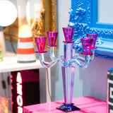 Portacandele Werns Fancy Crystal in vetro viola 5 fiamme decorativo