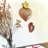 Maxi Cuore Sacro Ex Voto rosa con Milagros