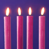 Set 4 candele LED Werns stick rosa in cera e plastica effetto realistico