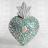 Maxi Cuore Sacro Ex Voto turchese con Milagros