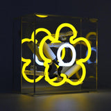 Neon luminoso in vetro "Daisy" giallo con box acrilico