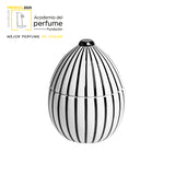 Candela profumata Ladenac “Uovo Bianco Striscia Nera” in ceramica – 220 g