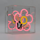 Neon luminoso in vetro "Daisy" rosa con box acrilico