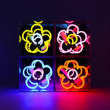 Neon luminoso in vetro "Daisy" blu con box acrilico