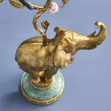 Candelabro Werns Elefante in poliresina e metallo oro dipinto a mano