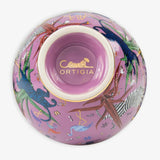 Ciotola Ortigia in ceramica rosa decorata a mano con serigrafia oro