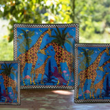 Piatto in vetro Ortigia Giraffe blu 25 x 25 cm