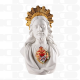 Scultura in porcellana "Sacro Cuore di Gesù" bianco e oro LLADRÓ