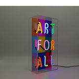 Neon luminoso in vetro "Art for all" con box acrilico