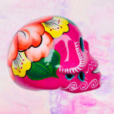 Teschio decorativo in ceramica Ibiscus rosa