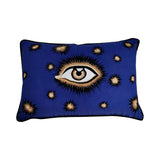Cuscino in Cotone Blu Ricamato a Mano con Occhio – EYCB05