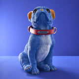 Figura decorativa cane Werns Molly Bulldog Francese blu con collare