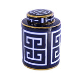 Vaso in porcellana con coperchio Werns blu e bianco