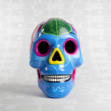 Teschio decorativo in ceramica Ibiscus blu