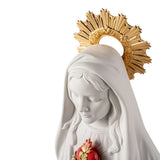 Scultura in porcellana "Cuore Immacolato di Maria" bianco e oro LLADRÓ