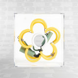 Neon luminoso in vetro "Daisy" giallo con box acrilico