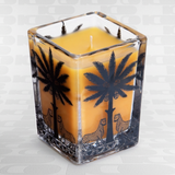 Candela quadrata Ortigia Ambra Nera in vetro 170g