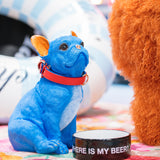 Figura decorativa cane Werns Molly Bulldog Francese blu con collare
