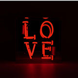 Neon luminoso in vetro “Love” rosso con box acrilico