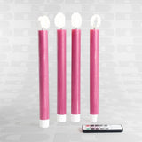 Set 4 candele LED Werns stick rosa in cera e plastica effetto realistico